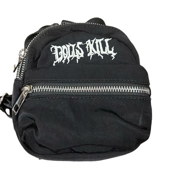 Dolls Kill black with white embroidery mini back pack nwot - Picture 1 of 5